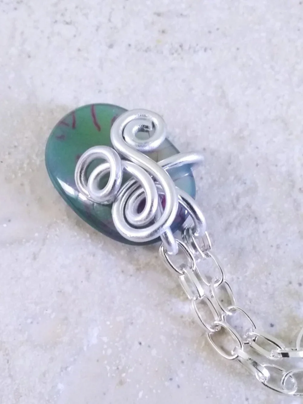 Green Agate Pendant Necklace 22